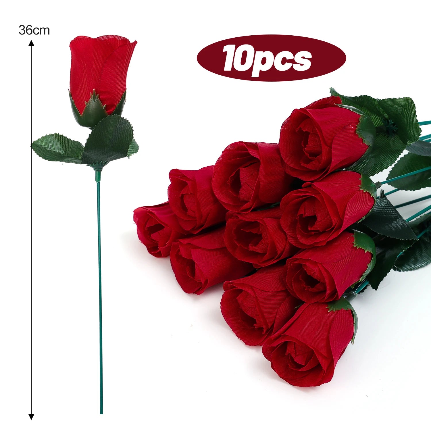 5-50Pcs Simulation Red Roses Branches Artificial Flowers Bouquet DIY Handwork Flower Arrangement Wedding Party Home Accessories