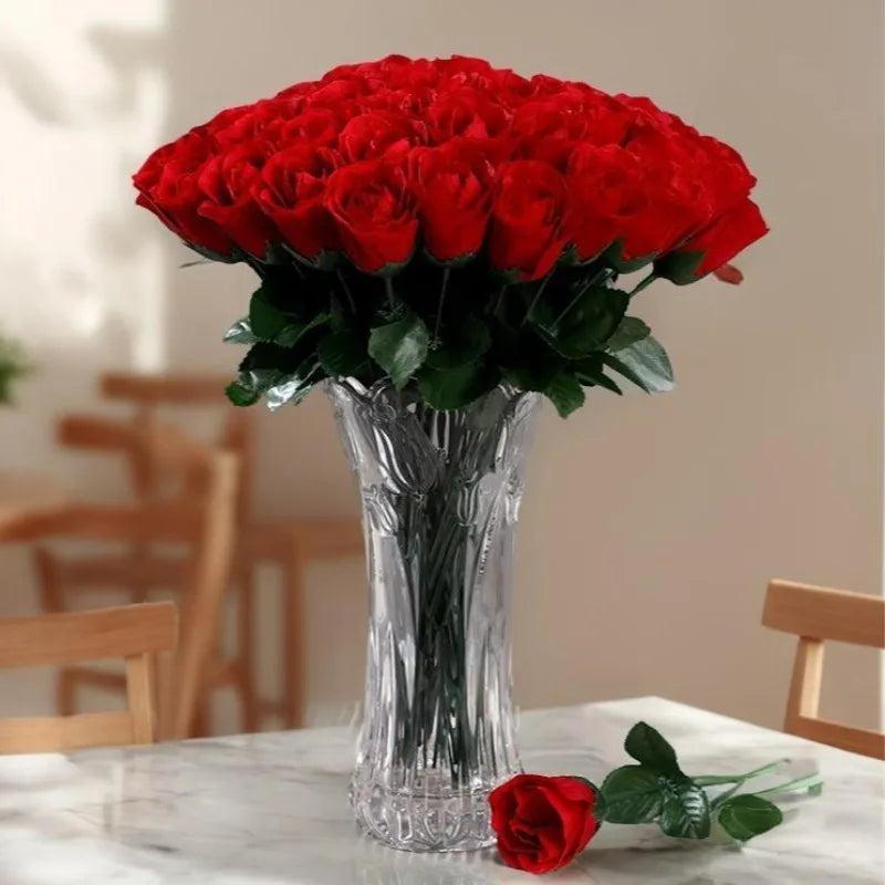 5-50Pcs Simulation Red Roses Branches Artificial Flowers Bouquet DIY Handwork Flower Arrangement Wedding Party Home Accessories