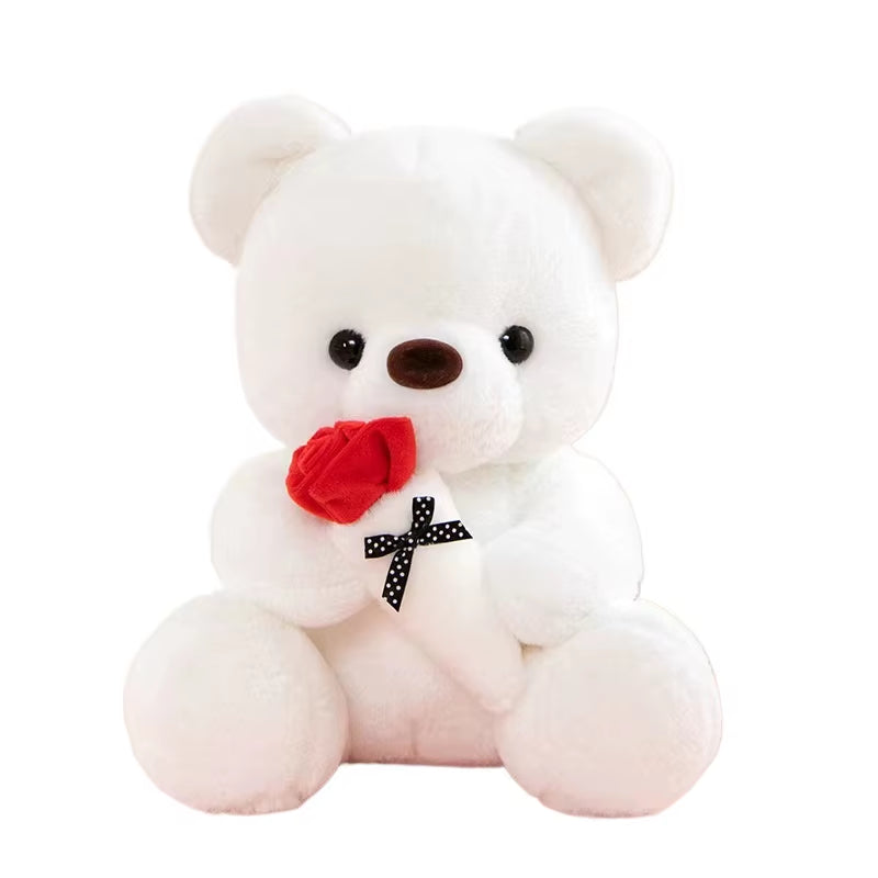 Cute Rose Bear Plush Toy Stuffed Animal Doll Romantic Gift for Girlfriend Valentines Day Birthday and Anniversary Present