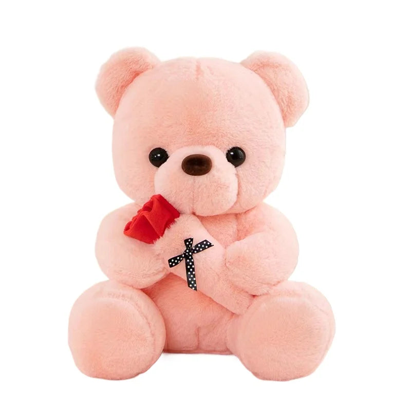 Cute Rose Bear Plush Toy Stuffed Animal Doll Romantic Gift for Girlfriend Valentines Day Birthday and Anniversary Present