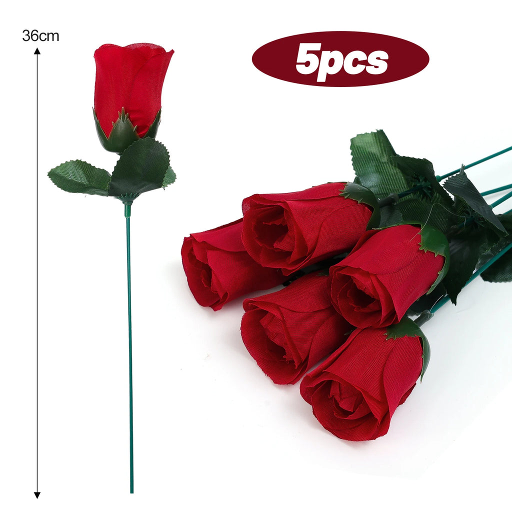 5-50Pcs Simulation Red Roses Branches Artificial Flowers Bouquet DIY Handwork Flower Arrangement Wedding Party Home Accessories